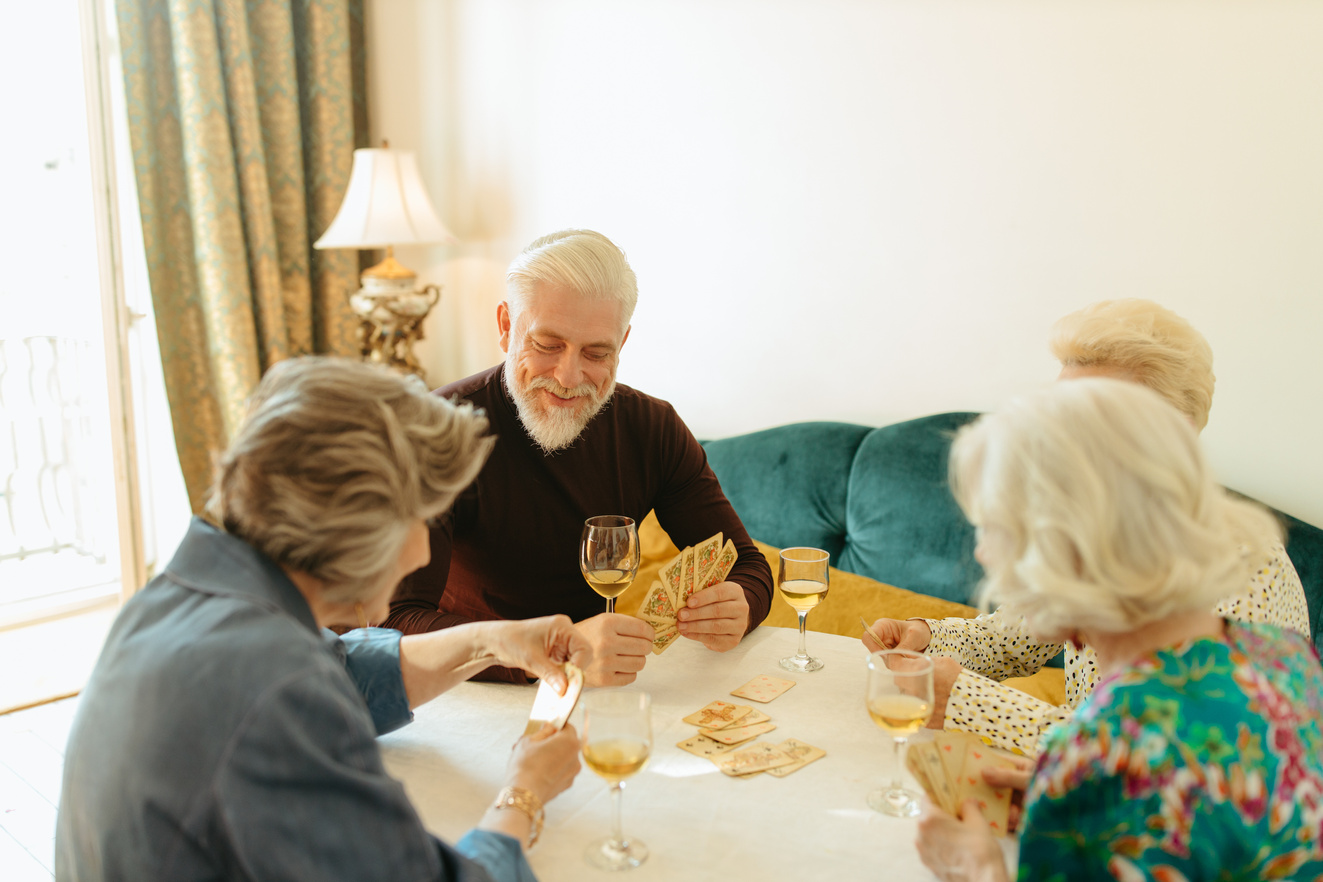 Elderly People Playing Cards 